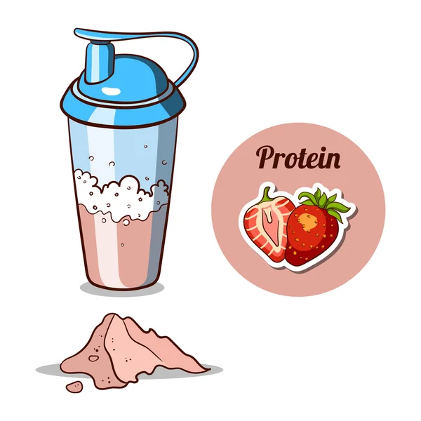 Šejkr jahodový proteinový prášek — Stockový vektor