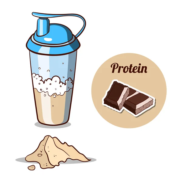 Shaker choklad proteinpulver — Stock vektor