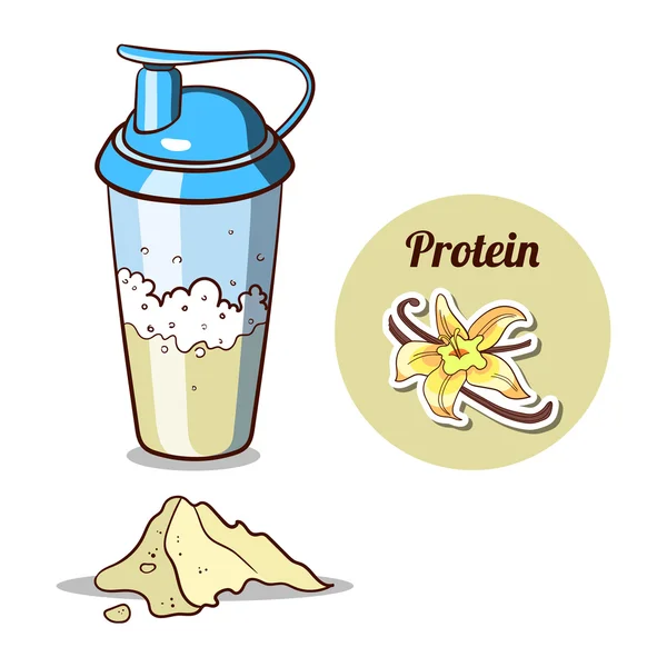 Polvo de proteína de vainilla Shaker — Vector de stock