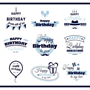 İyi ki doğdun tek renkli Etiketler