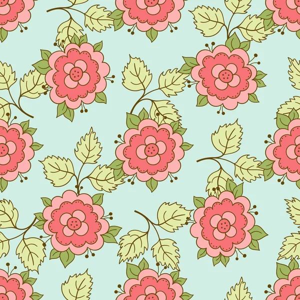 Doodle Bezešvé Pattern Rose — Stockový vektor