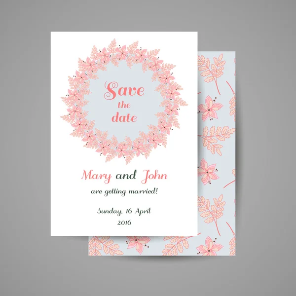 Приглашение на свадьбу с розовыми цветами — стоковый вектор