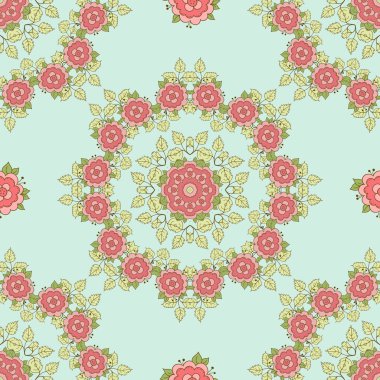 Dikişsiz desen Mandala gül mavi