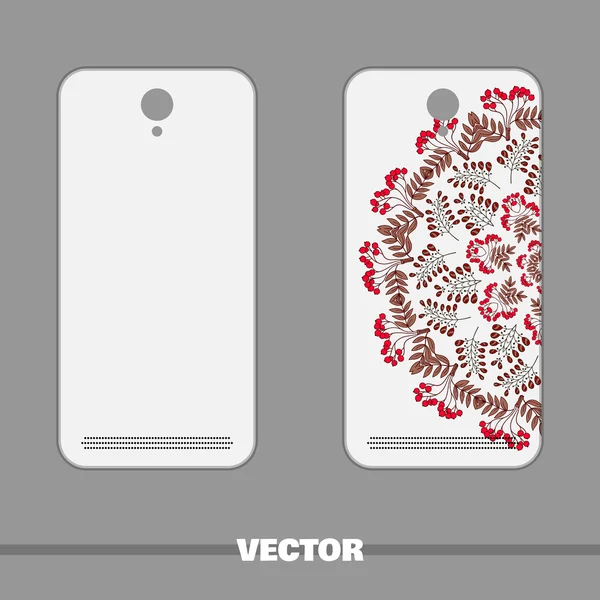 Cubierta del teléfono con bayas rojas — Vector de stock