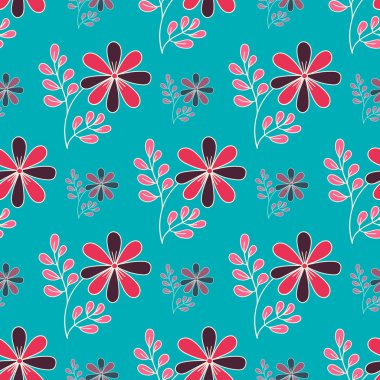 Mavi çiçekler doodle