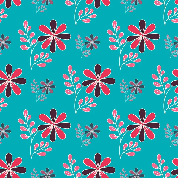 Doodle flores en azul — Vector de stock