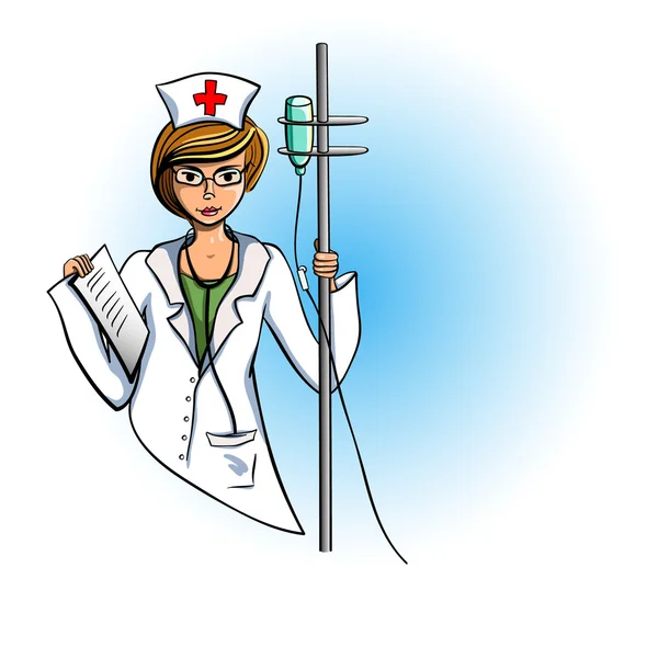 Krankenschwester im weißen Mantel mit Pipette — Stockvektor