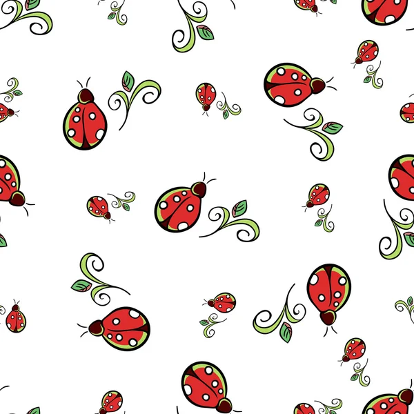 Ladybug White Pattern — Stock Vector