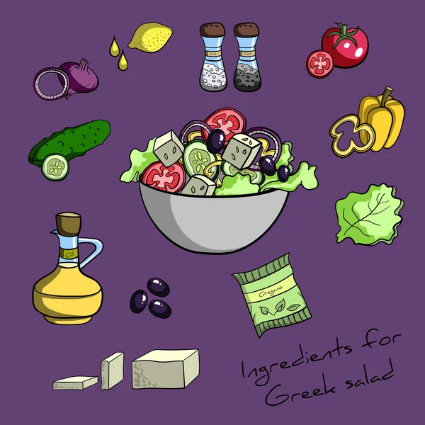 Recette Salade grecque — Image vectorielle