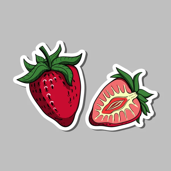 Strawberrysticker — Stockvector