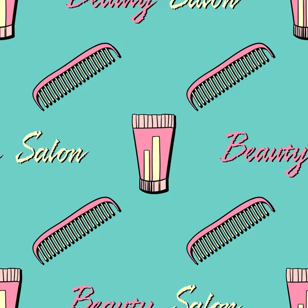 Salón de belleza patrón inconsútil 3 — Vector de stock