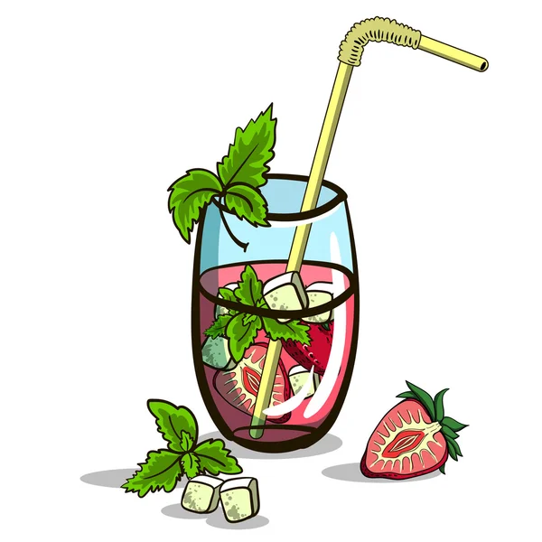 Mojito aux fraises isolé — Image vectorielle