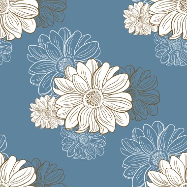Elle çizilmiş Camomiles ile Seamless Modeli