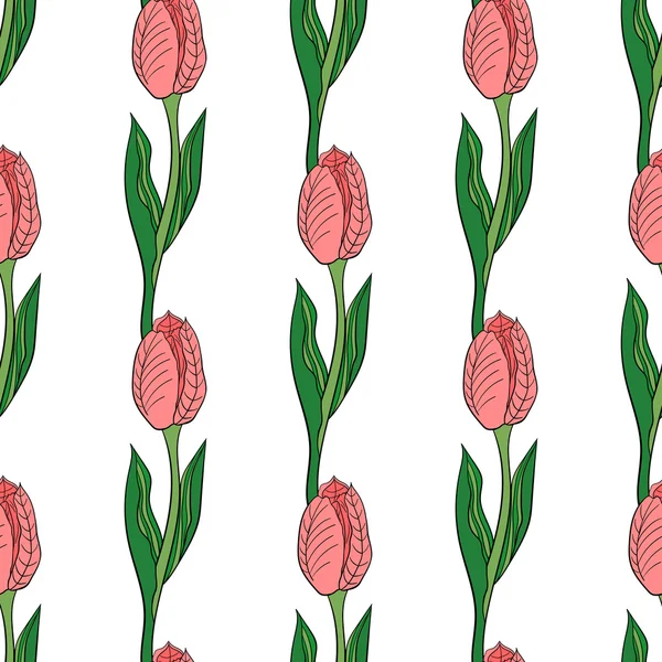 Seamless Pattern With Tulip — Stock Vector