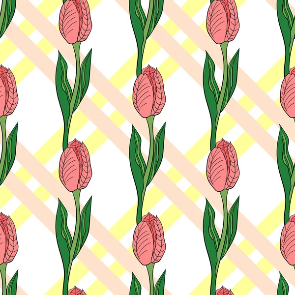 Seamless Pattern With Tulip 2 — Stock Vector