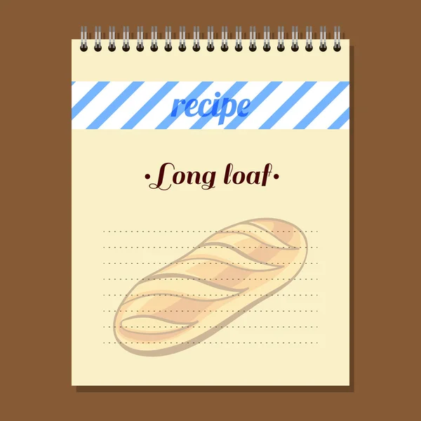 Libro de recetas Long Loaf — Vector de stock