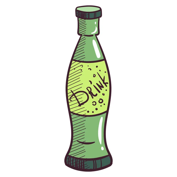 Botella de vidrio con bebida — Vector de stock