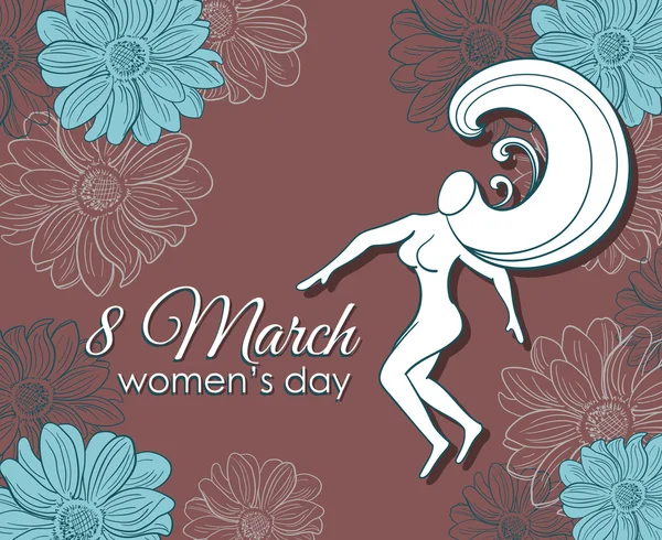 8 March Womens Day Postcard — Stock Vector