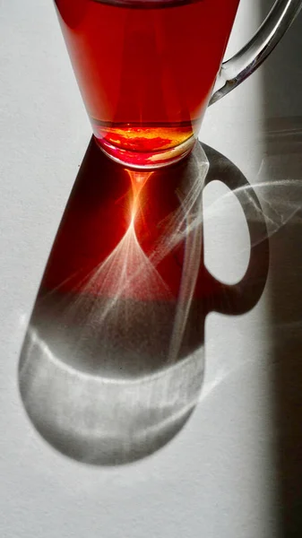 Tasse Tee Nahaufnahme Licht Und Schatten — Stockfoto