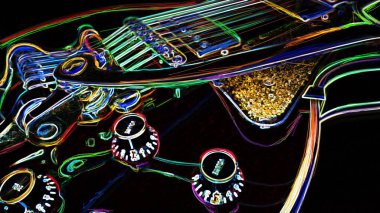 Gümüşün yakın çekimi. Karanlık arka plan. soyut neon resim