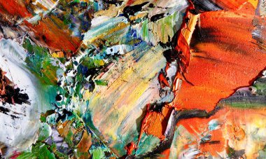 Renk dokusu. Tuvale elle çizilmiş yağlı boya resim. Soyut sanat geçmişi. Modern, çağdaş sanat. Renkli tuval. Duvar dekoru arkaplanı