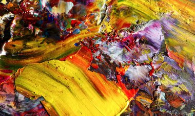 Renk dokusu. Tuvale elle çizilmiş yağlı boya resim. Soyut sanat geçmişi. Modern, çağdaş sanat. Renkli tuval. Duvar dekoru arkaplanı