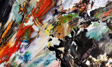 Renk dokusu. Tuvale elle çizilmiş yağlı boya resim. Soyut sanat geçmişi. Modern, çağdaş sanat. Renkli tuval. Duvar dekoru arkaplanı