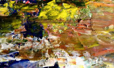 Renk dokusu. Tuvale elle çizilmiş yağlı boya resim. Soyut sanat geçmişi. Modern, çağdaş sanat. Renkli tuval. Duvar dekoru arkaplanı