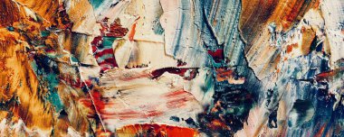 Renk dokusu. Tuvale elle çizilmiş yağlı boya resim. Soyut sanat geçmişi. Modern, çağdaş sanat. Renkli tuval. Duvar dekoru arkaplanı