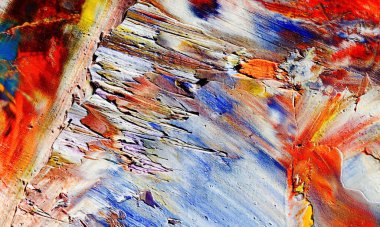 Renk dokusu. Tuvale elle çizilmiş yağlı boya resim. Soyut sanat geçmişi. Modern, çağdaş sanat. Renkli tuval. Duvar dekoru arkaplanı