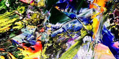 Renk dokusu. Tuvale elle çizilmiş yağlı boya resim. Soyut sanat geçmişi. Modern, çağdaş sanat. Renkli tuval. Duvar dekoru arkaplanı