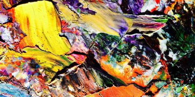 Renk dokusu. Tuvale elle çizilmiş yağlı boya resim. Soyut sanat geçmişi. Modern, çağdaş sanat. Renkli tuval. Duvar dekoru arkaplanı