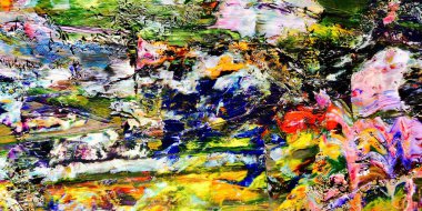 Renk dokusu. Tuvale elle çizilmiş yağlı boya resim. Soyut sanat geçmişi. Modern, çağdaş sanat. Renkli tuval. Duvar dekoru arkaplanı