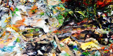 Renk dokusu. Tuvale elle çizilmiş yağlı boya resim. Soyut sanat geçmişi. Modern, çağdaş sanat. Renkli tuval. Duvar dekoru arkaplanı