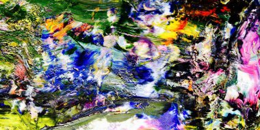 Renk dokusu. Tuvale elle çizilmiş yağlı boya resim. Soyut sanat geçmişi. Modern, çağdaş sanat. Renkli tuval. Duvar dekoru arkaplanı