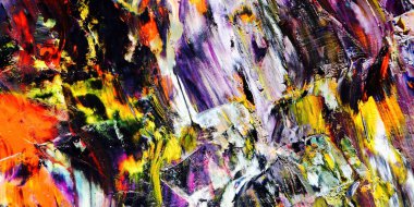 Renk dokusu. Tuvale elle çizilmiş yağlı boya resim. Soyut sanat geçmişi. Modern, çağdaş sanat. Renkli tuval. Duvar dekoru arkaplanı