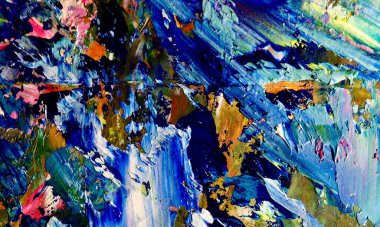 Renk dokusu. Tuvale elle çizilmiş yağlı boya resim. Soyut sanat geçmişi. Modern, çağdaş sanat. Renkli tuval. Duvar dekoru arkaplanı