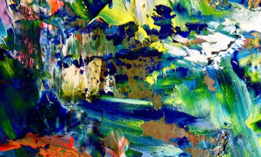 Renk dokusu. Tuvale elle çizilmiş yağlı boya resim. Soyut sanat geçmişi. Modern, çağdaş sanat. Renkli tuval. Duvar dekoru arkaplanı