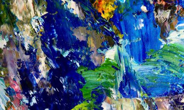 Renk dokusu. Tuvale elle çizilmiş yağlı boya resim. Soyut sanat geçmişi. Modern, çağdaş sanat. Renkli tuval. Duvar dekoru arkaplanı