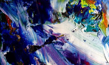 Renk dokusu. Tuvale elle çizilmiş yağlı boya resim. Soyut sanat geçmişi. Modern, çağdaş sanat. Renkli tuval. Duvar dekoru arkaplanı