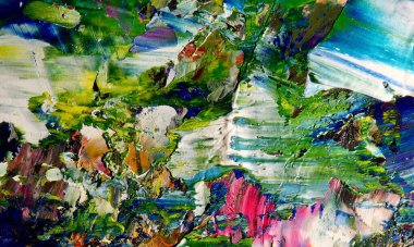 Renk dokusu. Tuvale elle çizilmiş yağlı boya resim. Soyut sanat geçmişi. Modern, çağdaş sanat. Renkli tuval. Duvar dekoru arkaplanı