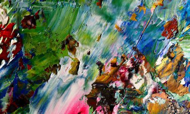 Renk dokusu. Tuvale elle çizilmiş yağlı boya resim. Soyut sanat geçmişi. Modern, çağdaş sanat. Renkli tuval. Duvar dekoru arkaplanı