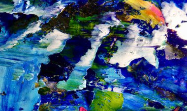 Renk dokusu. Tuvale elle çizilmiş yağlı boya resim. Soyut sanat geçmişi. Modern, çağdaş sanat. Renkli tuval. Duvar dekoru arkaplanı