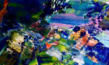 Renk dokusu. Tuvale elle çizilmiş yağlı boya resim. Soyut sanat geçmişi. Modern, çağdaş sanat. Renkli tuval. Duvar dekoru arkaplanı