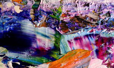 Renk dokusu. Tuvale elle çizilmiş yağlı boya resim. Soyut sanat geçmişi. Modern, çağdaş sanat. Renkli tuval. Duvar dekoru arkaplanı