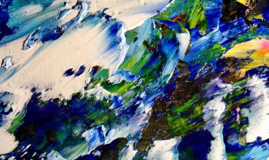 Renk dokusu. Tuvale elle çizilmiş yağlı boya resim. Soyut sanat geçmişi. Modern, çağdaş sanat. Renkli tuval. Duvar dekoru arkaplanı