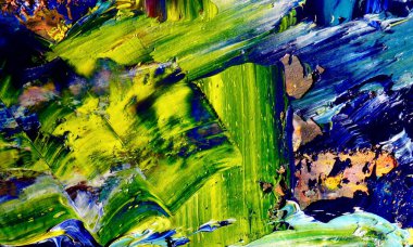 Renk dokusu. Tuvale elle çizilmiş yağlı boya resim. Soyut sanat geçmişi. Modern, çağdaş sanat. Renkli tuval. Duvar dekoru arkaplanı