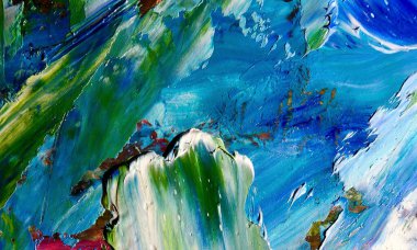 Renk dokusu. Tuvale elle çizilmiş yağlı boya resim. Soyut sanat geçmişi. Modern, çağdaş sanat. Renkli tuval. Duvar dekoru arkaplanı