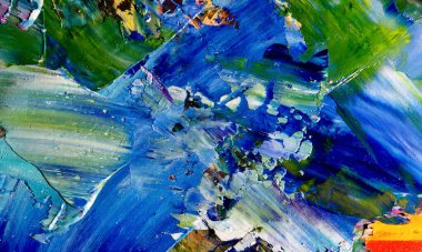 Renk dokusu. Tuvale elle çizilmiş yağlı boya resim. Soyut sanat geçmişi. Modern, çağdaş sanat. Renkli tuval. Duvar dekoru arkaplanı