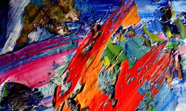 Renk dokusu. Tuvale elle çizilmiş yağlı boya resim. Soyut sanat geçmişi. Modern, çağdaş sanat. Renkli tuval. Duvar dekoru arkaplanı